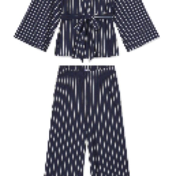 LAKE DreamModal Kimono Pajama Set in English Navy Vertical Stripe - NWT - Picture 9 of 11